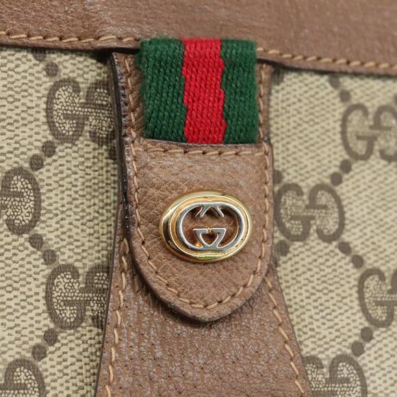 GUCCI GG Supreme Web Sherry Line Clutch Bag Pvc Beige Red 89 01 032 - Picture 11 of 16